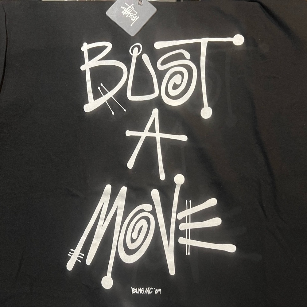 SS Stussy x Delicious Vinyl Bust A Move Black Tee Limited Edition 2012 Sold Out